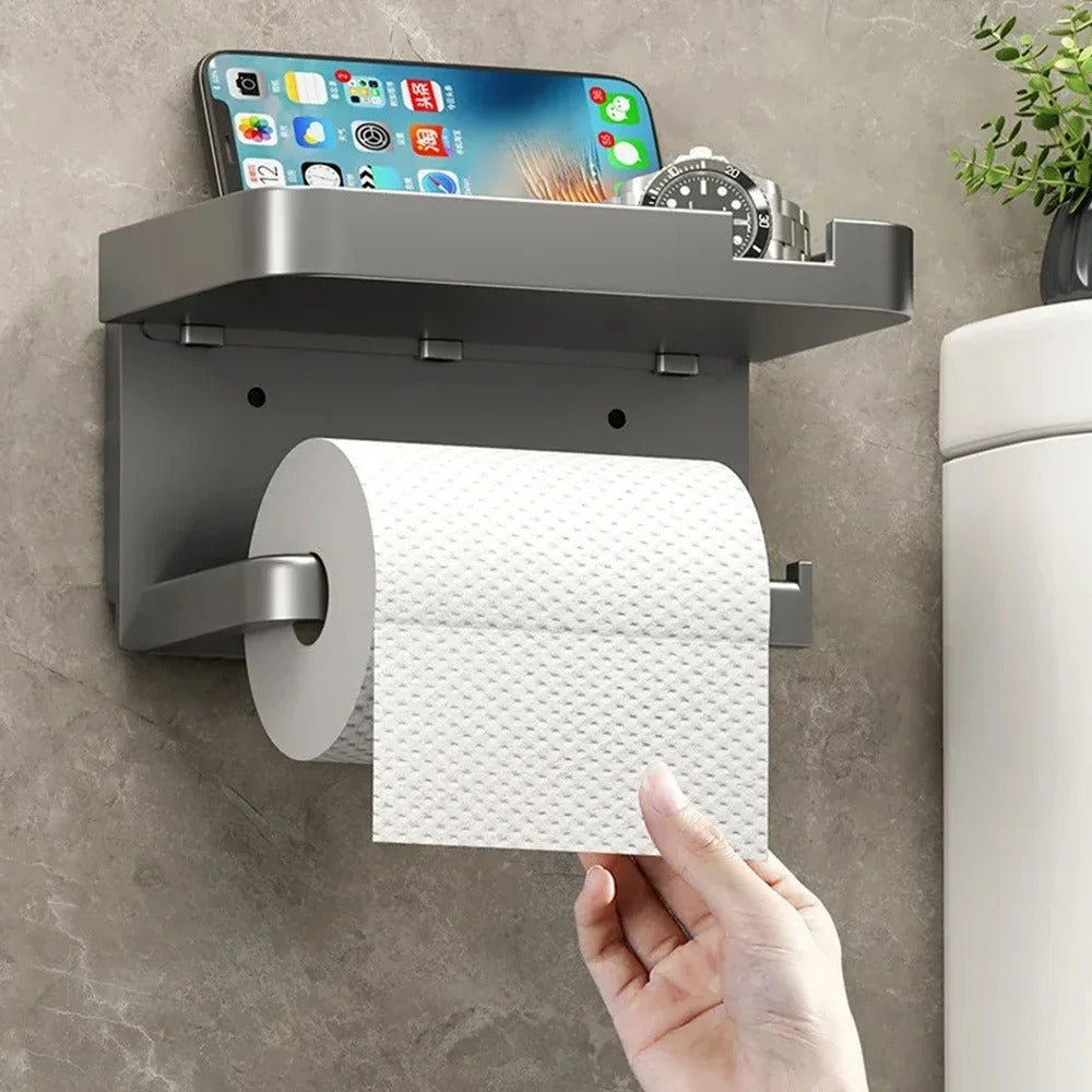 Toilet Paper Holder With Phone Tray